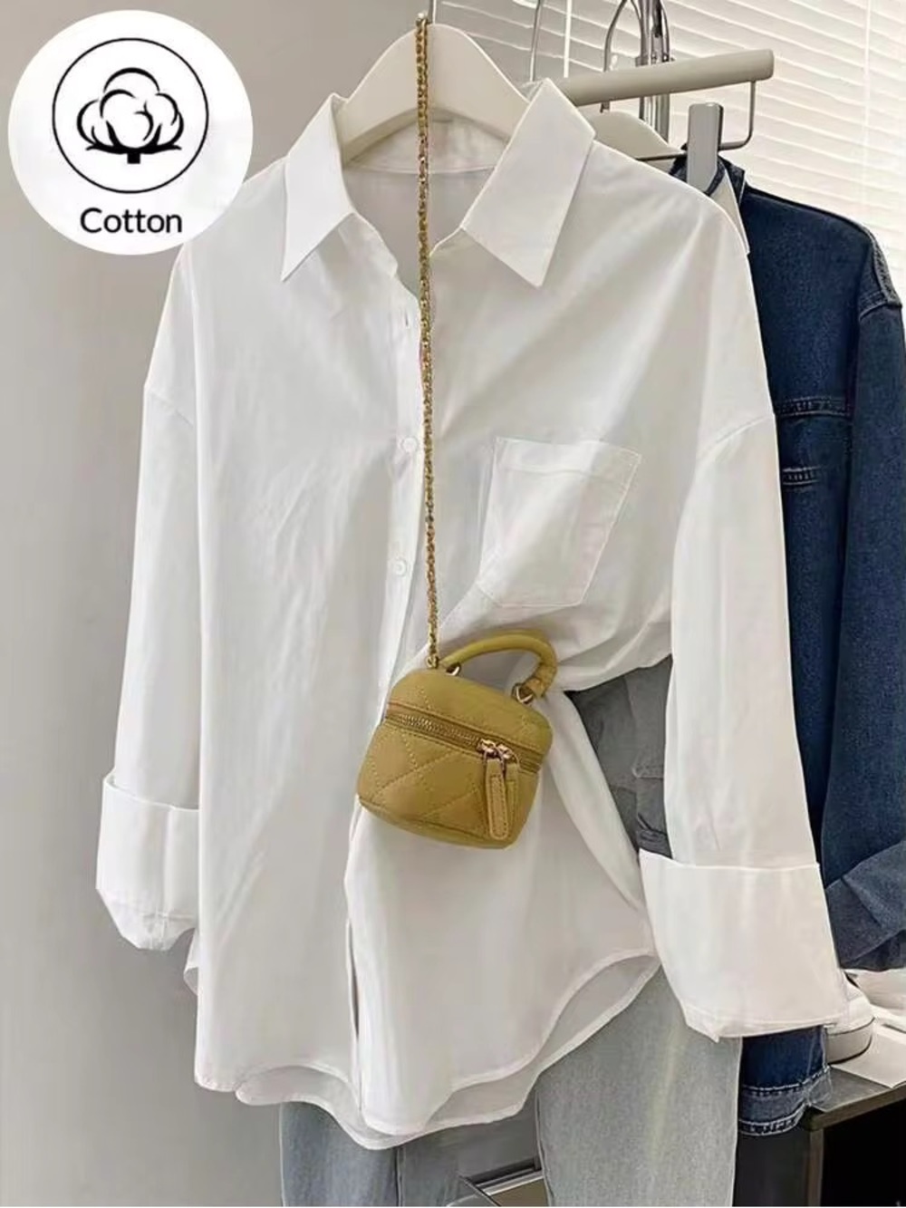 Classic White Cotton Button-Up Shirt - Women's Top